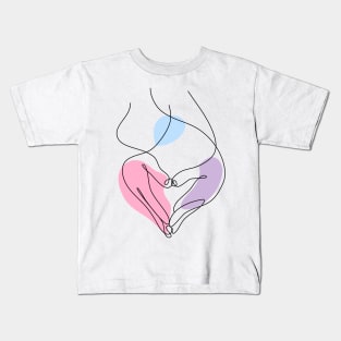 Heart Shaped Hand Draw One Continuous Line Kids T-Shirt